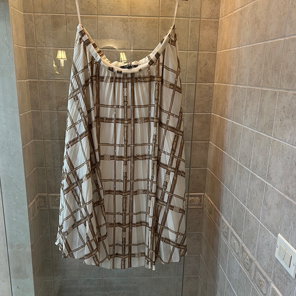 Lauren Ralph Lauren White and Brown Midi Skirt